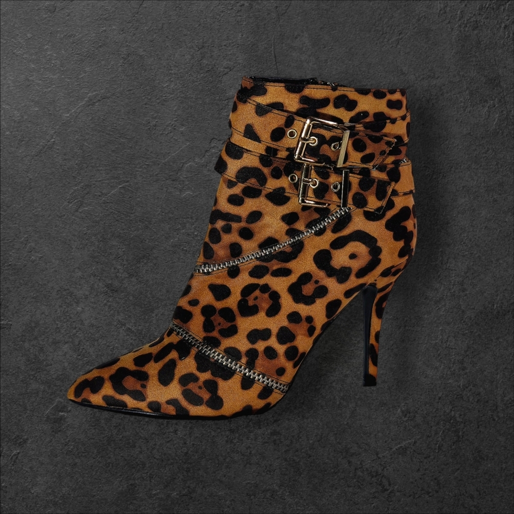 Anne Michelle Leopard Print Ankle Boots size 8